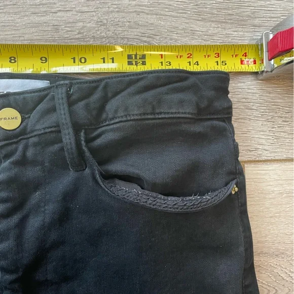Frame Jeans Le One Flare Larsen Black Organic Cotton Size 2 - Picture 10 of 10